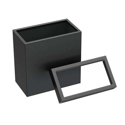 Image of Gatco Small Bathroom Trash Can with Lid, Rectangle 3 Gallon Stainless Steel Wastebasket, Under Sink, Matte Black, for Bathroom, Bedroom, Office (1918)