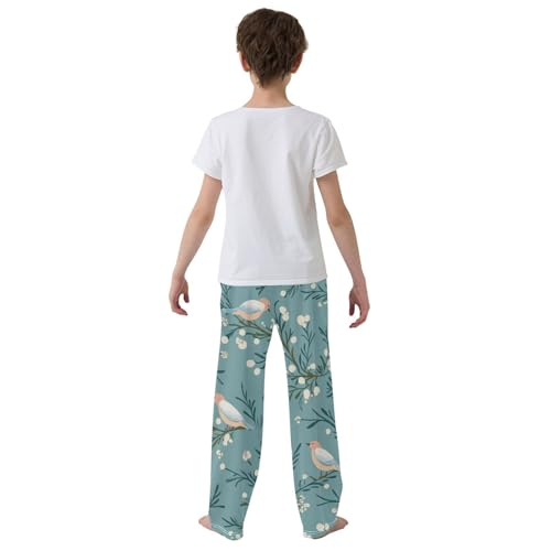 Bird Spring Wildflowers Boys Long Pants Soft Trousers Elastic Waist Kids Lounge Bottoms with Pockets S-XL3