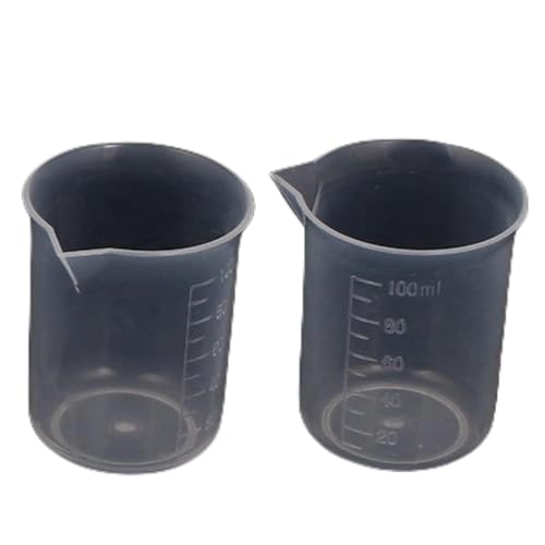 2 Pièces Récipient Gradué Transparent 100 ML pour Laboratoire et Cuisine | Gobelet en Plastique Blanc | Godet Gradué en Plastique Transparent pour Test en...