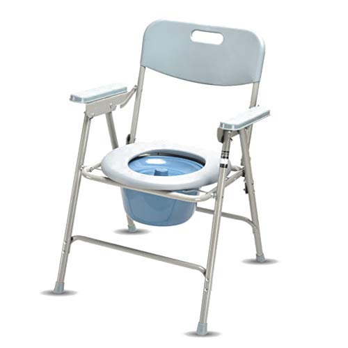 Silla de inodoro para personas mayores y discapacitados, plegable, con reposabrazos y respaldo, patas antideslizantes, asiento portátil para orinal de noche, para uso doméstico