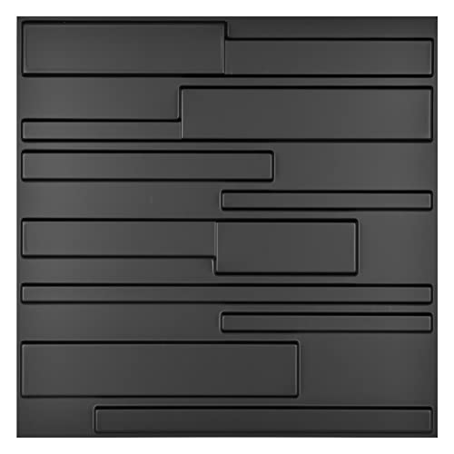Image of Art3d Decorative 3D Wall Panels 12 Pack 19.7 inch x 19.7 inch Creative Wall Panel for Indoor Decoration, Carbon Black