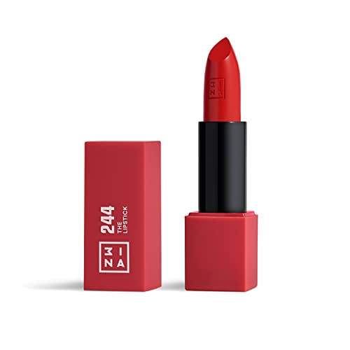 3INA MAKEUP - The Lipstick 244 - Rojo - Labial Rojo Cremoso - Barra de Labios Mate con Vitamina E y Manteca de Karité de Alta Pigmentación con Olor a Vainilla -Vegan - Cruelty Free
