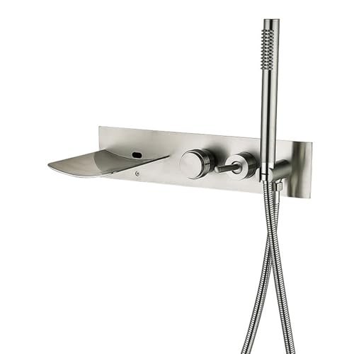 BiaoTeng 埋め込み 蛇口 お風呂 シャワーセット 壁 2機能 温水 冷水 真鍮 浴槽シャワー混合水栓 ブラシ