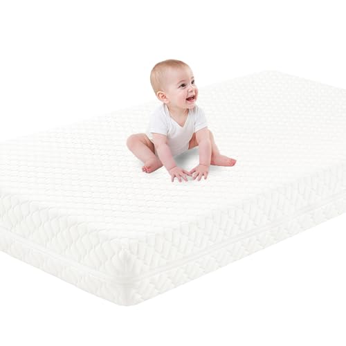 Image of SCHNAUZER HOME Crib Mattress, Dual-Sided Breathable Baby and Toddler Memory Foam Mattress with Removable and Washable Cover, 100% Knitted Fabric, Fits Standard Cribs & Toddler Beds, 52" x 28" x 5"