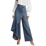 Vaqueros Mujer Rectos Tiro Alto Jeans Push Up Anchos Elasticos Vaquero con Bolsillo Pierna Recta Pantalones Tallas Grandes Color Liso Pantalón Cómodos y Casuales Algodón Holgados para el Uso Diario
