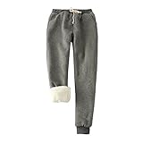 SGSD Damen Jogginghose Warm Fleece-GefTterte Trekkinghose, Warme Winter Freizeithose,Fleecehose-Lang Softshellhose-Outdoor-Thermohose,Jogger-Hosen Winterhose, Sherpa-Futter,Wanderhose,Laufhose