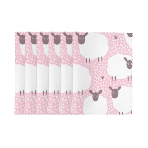 Set de table en polyester durable aux finitions soignées rose - 3