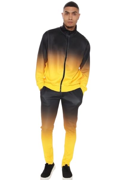 yellow tree Cotton Black & Yellow Tie Dye Men Casual Zipper Tracksuit (2XL, Black Yellow, 2)-picture-33
