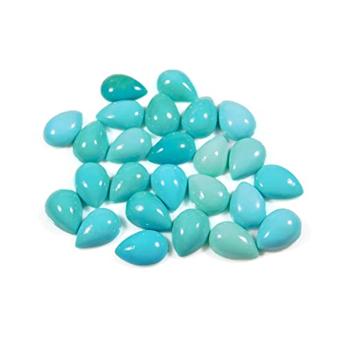 Turquoise d'Arizona en cabochon poire 6x4mm pour création de bijoux (Lot de 10)