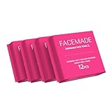 FACEMADE 48 Count (4 Packs) Disposable Travel Face Towels, 100% USDA Biobased Face Towelettes Disposable for Outdoor Cleaning, Clean Towels for Remove, Cleanse & Dry, Super Soft and Thick Dry Wipes