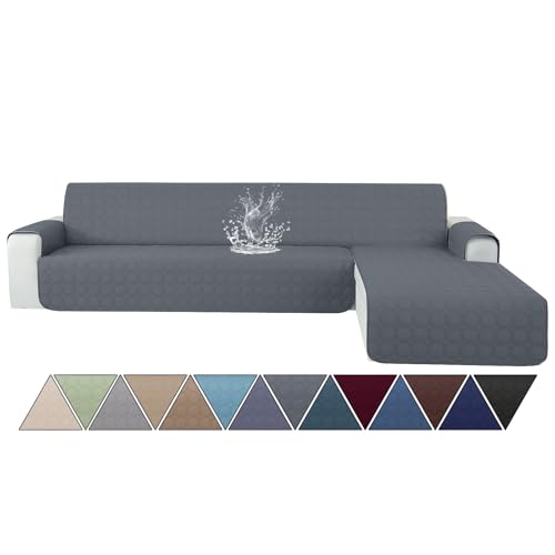 Ystyle Housse Canape d'angle 2 Places avec Accoudoirs, Imperméable Antidérapant Housse de Canapé d'angle en Forme de L(210cm), Universel Réversible, Anti...
