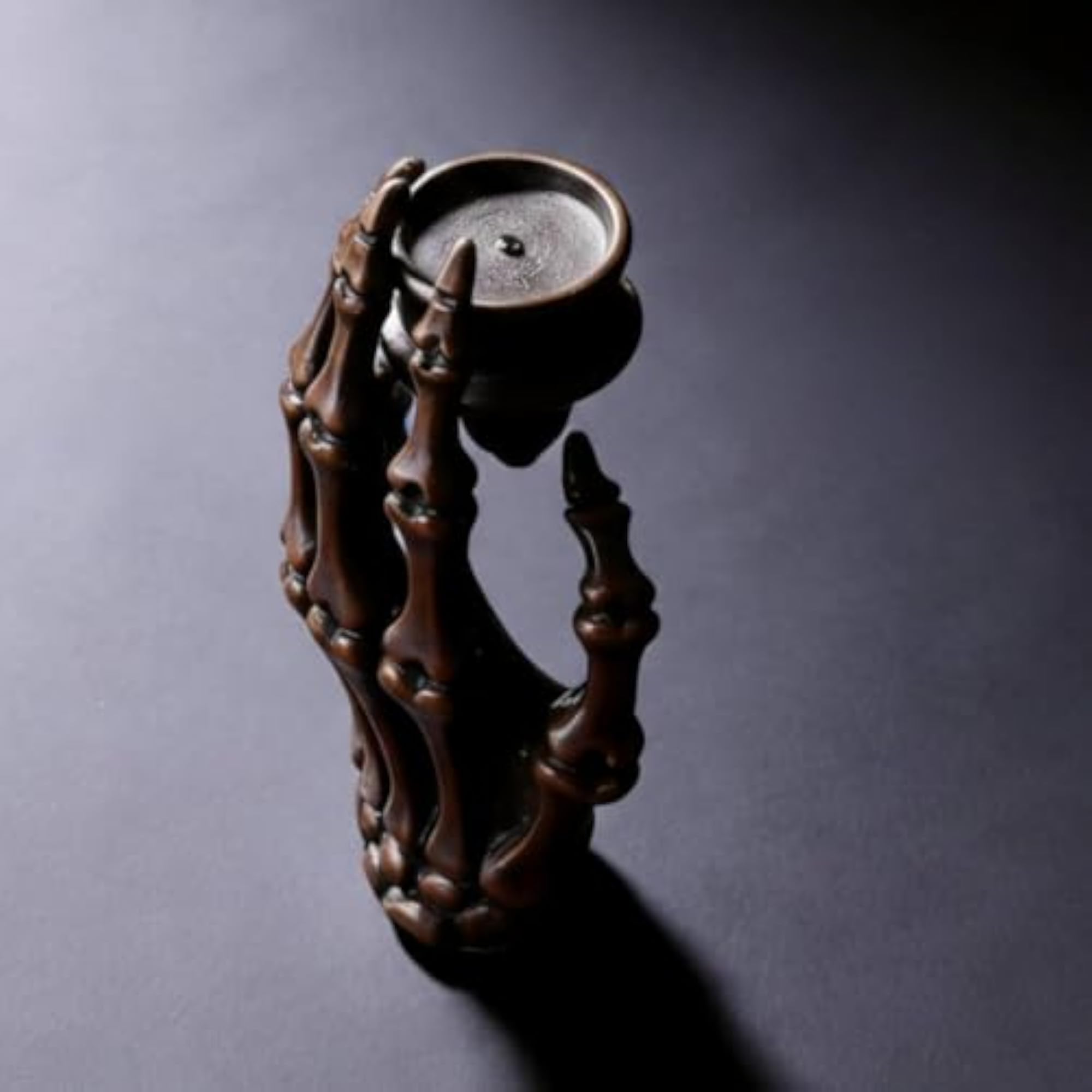 Cranial Hand Candlestick Gothic Style Table Ornament