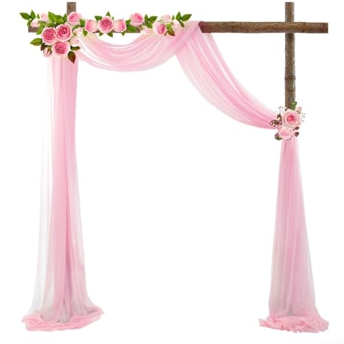 Cortina de tul transparente ligera perfecta para bodas, aniversarios y fiestas (rosa)