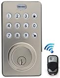 Tru-Bolt Electronic Deadbolt with Push button keypad and remote - Satin Nickel Finsih