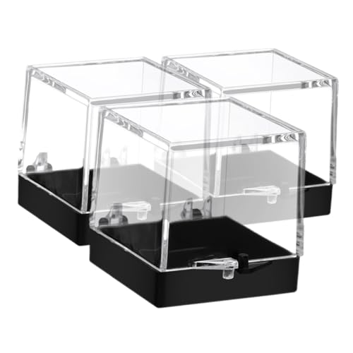ULDIGI 3pcs Boxes Plastic Transparent Mineral Showcase Specimen Containers Clear Display Case Transparent Display Case