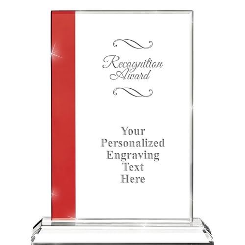 Recognition Award Custom Crystal Trophy, 8" Ruby Red Florence Recognition Corporate Achievement Awards