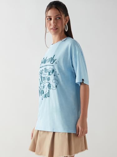 Image of Bewakoof Women's Cotton Printed Oversized Fit Half Sleeve Round Neck T-Shirt | Casual wear | Streetwear | Oversized Tshirt for Woman Cotton| Baggy