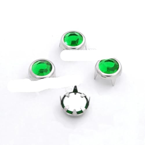 Strass Rivet Griffé Cristal Clous Clous Têtes De Clou Pointe Ronde Incrustation Chaussures Robe Sac Chapeau Pièces DIY Cuir Vêtement Accessoire 100pcs-Couleur 9 Vert