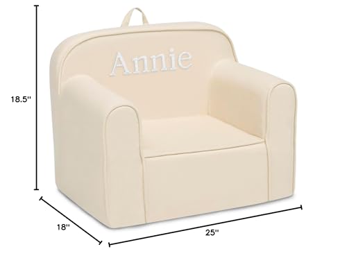 Image of Delta Children Personalized Cozee Chair - Customize with Name - Foam Kids Chair for Ages 18 Months and Up, Oatmeal