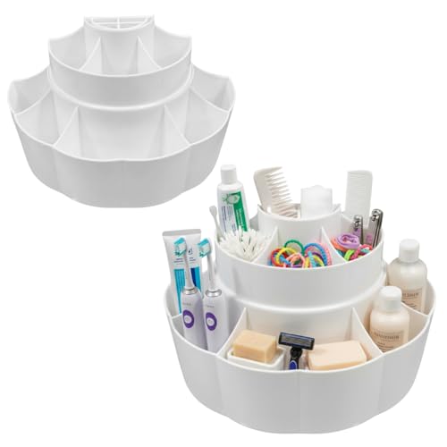 Image of CIPLA PLAST Two-Tier Self-Adhesive Wall Mount Organizer And Counter Top, White Plastic Storage Caddy, Multi-Purpose Shelf for Kitchen, Bathroom, Office, Desktop Organization White