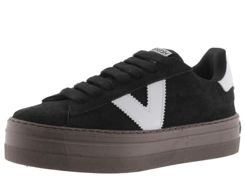 victoria Basket Barcelona Ciclista Serraje & Plataforma & Piezas En Contraste 1092171 para Mujer Negro 35