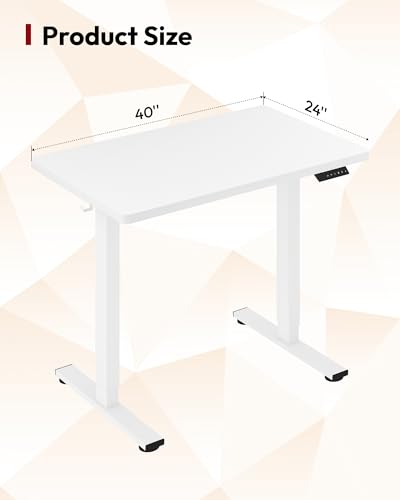 Image of SANODESK One-Piece Electric Height Adjustable Standing Desk 40''x 24''