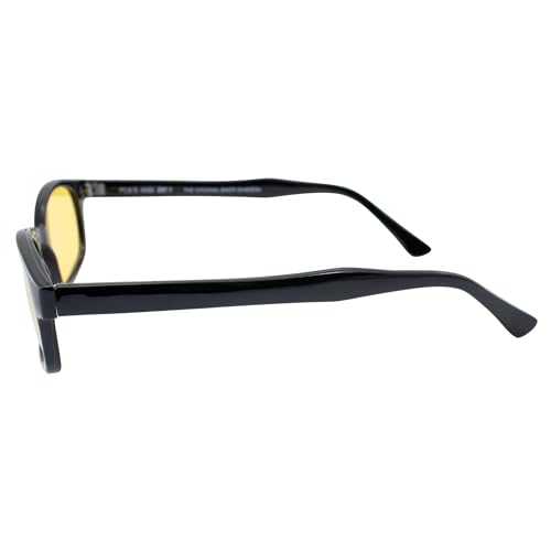 Pacific Coast The Original KD's Biker Shades Sunglasses By PCSUN. Black Frame w/Yellow Lenses3