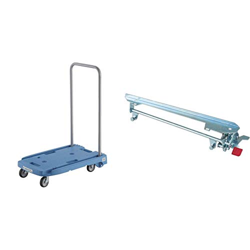 TRUSCO(トラスコ) 樹脂台車 こまわり君 省音G車輪 600×390 ブルー MP-6039N2-B 折りたたみ 軽量 静か 静音 & 小型樹脂台車 こまわり君用ブレーキ Weego兼用 MP6039NFB【セット買い】