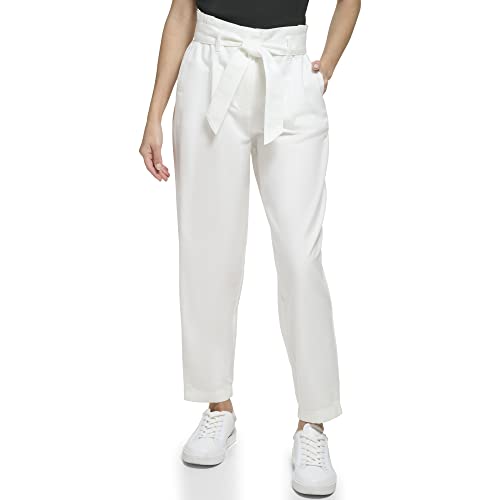 Calvin Klein Women's Conforming Wide Ring Belt Cotton Blend Slim Pant