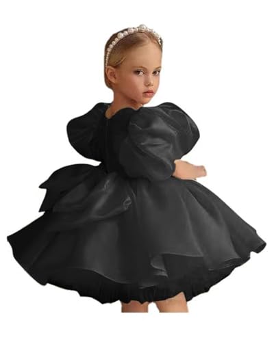 Satin Pageant Dresses for Girls Long Puffy Tulle Flower Girl Dress for Wedding Toddler Princess Gowns with Bow FAY15