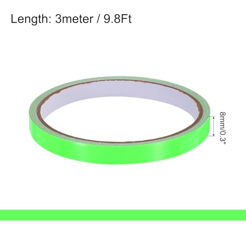 Image of uxcell 4Rolls Glow in The Dark Tape, 0.3 inch x 9.8 ft Fluorescent Adhesive Tape Luminous Tape for Stairs, Walls, Steps, Exit Sign, Home Decoration Green