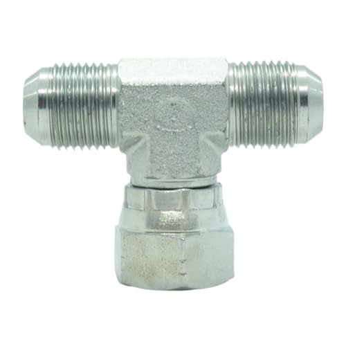 Image of 1 Piece Steel JIC Flare Tube Fitting,Tee Swivel Branch 1 /2 JIC (3 /4 inch-16 Threads)