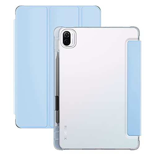 OIATROE Case For New Xiaomi Pad 5/5 Pro, Silicone Pen Tray Design Ultra Slim Smart Magnetic Back, Trifold Stand Protective Cover with Auto Wake/Sleep,For Xiaomi Pad 5/5 Pro-light blue