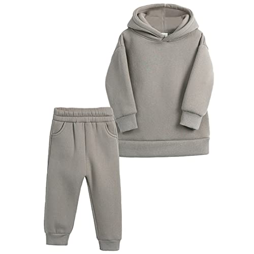 Image of Boys Girls Fall Winter Soft Fleece Lined 2 Piece Athletic Hoodie and Jogger Pants Tracksuit Set,18 Months-14 Years