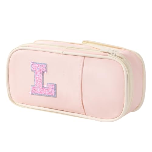 Image of Janhavi Initial Large Capacity Premium Oxford Cute Aesthetic Pencil Case Pouch Bag Special School Supplies Colored Stationery Organizer Gifts for Girls, Women, Adults