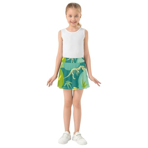 Joisal Girls Skorts Athletic Shorts Toddlers Tennis Skirts Breathable Flowy Skirt Dinosaur Skeletons Green 3t3