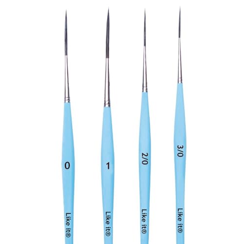 Image of Like it Long Liner /Detailing Paint Pointed Rigger Script Brushes Range Size: 000, Size: 00, Size: 0, Size: 1 (Blue Long Liner)