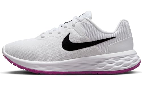 NIKE Damen W Revolution 6 NN Sneaker, White/Black-Vivid Sulfur-Vivid PURP, 41 EU