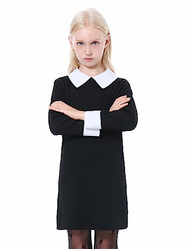 Mebius Girls Toddler Peter Pan Contrast Collar Dress Kids Vintage Tunic Dresses Casual Party Church 2T-12Y