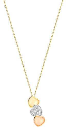 Carissima Gold Damen 3-farbig 0.10k Diamant Slider Anhänger 9k (375) Gold