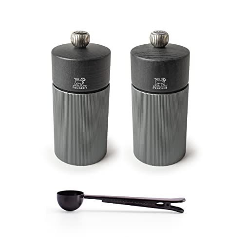 Peugeot Line Manual Salt & Pepper Mill Gift Set Carbon Graphite Aluminum, 12 cm - 4.75