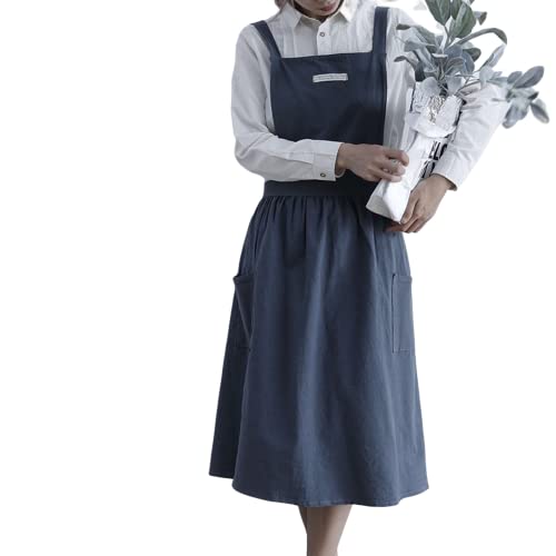Gaf Nuncew Tablier Japonais Femme Long Style Traditionnel avec 2 Poches - Tablier de Cuisine et Poterie - Robuste et Élégant - Apron for Women