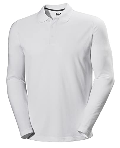 Helly Hansen Hombres Crewline LS Polo, Blanco, L