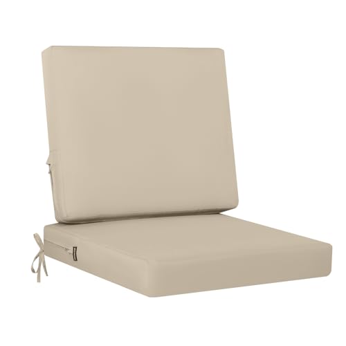 idee-home Outdoor Cushions for Patio Furniture, Outdoor Seat Cushion, Waterproof Couch Hampton Bay Deep Seat Replacement Chair Cushions for Garden Lawn Backyard Deck, 24 x 24 Beige