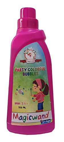 Image of Magicwand Plastic Bubble Gun Refill Liquid【 (Made in India】【750 ml Container】【Please Do Not Add Water,Use As Delivered】【3 Yrs & Up】【Pack of 1 】