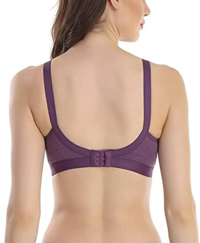 Image of SKDREAMS Blue & Brown & Purple-32D Cotton Blend Seamless Non Padded Non-Wired Full Coverage Pack of 3 Women T-Shirt Bra Combo