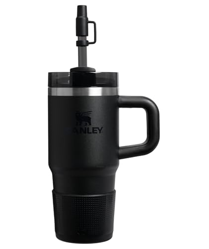 Image of Stanley Quencher Boot and Straw Cover Cap | Anti-Slip Silicone Protector for 14 oz Tumbler with Handle | Accessory Set for Stainless Steel Drinking Cup | BPA-Free | Black 2.0
