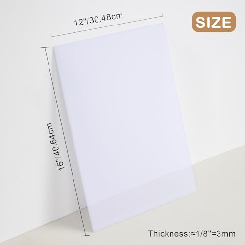 Image of Milky White Acrylic 2 Sheets of 12 inchx16 inchWhite Translucent Acrylic 1 /8 inch Thickness Cast Plexiglass with Protective Paper for Making Light Boxes, Signs,Lamps,DIY Display Projects, Craft