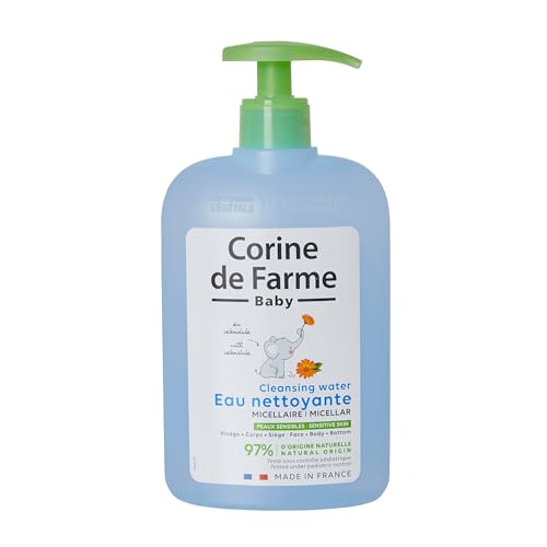 Corine de Farme - Eau Nettoyante Micellaire au Calendula Apaisant pour Bébé - Hydrate et Apaise - Peaux Sensibles, 97% d'Ingrédients d’Origine Naturelle, Testée...