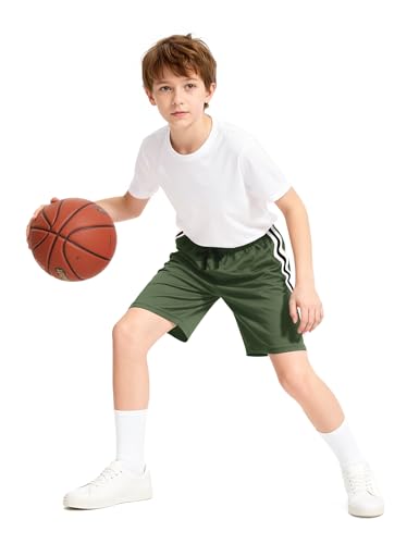 Image of Somaibo Boys Athletic Shorts, Kids Basketball Quick Dry Mesh Short for Youth Soccer Gym Sports Running